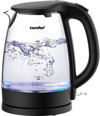 6. COMFEE' Glass Electric Hot Water, 1.7L